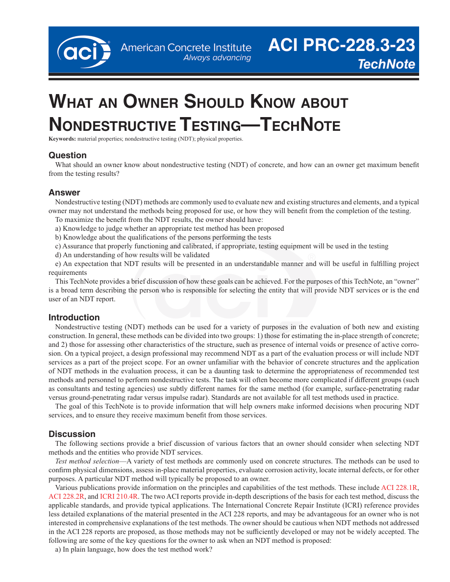 ACI 228.3-23 PDF Preview