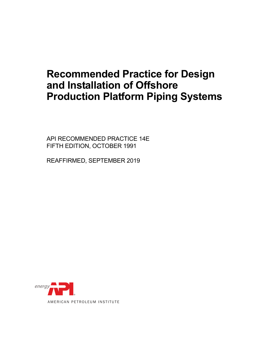 API RP 14E (R2019) 5th edition PDF Preview
