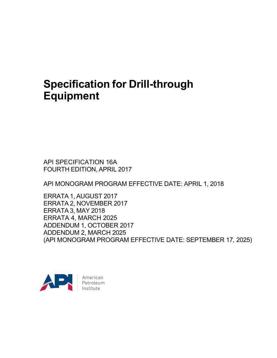 API Spec 16A (R2023) 4th edition PDF Preview