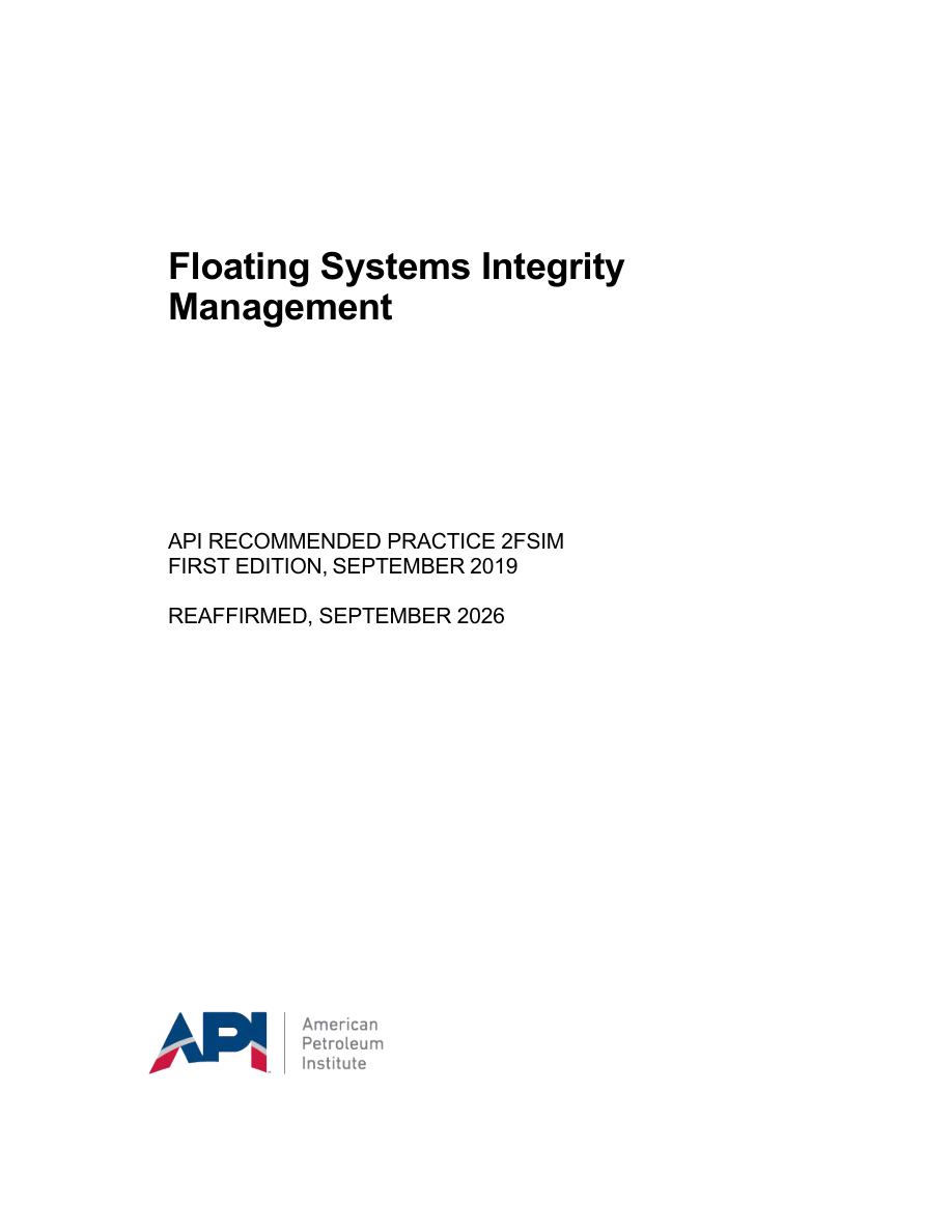 API RP 2FSIM 1st Edition (R2026) PDF Preview