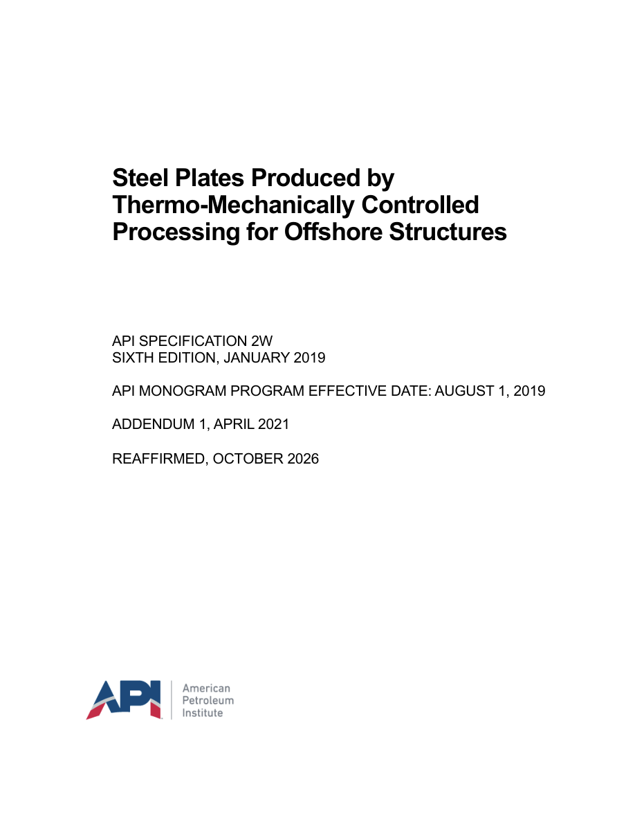 API Spec 2W 6th Edition (R2026) PDF Preview