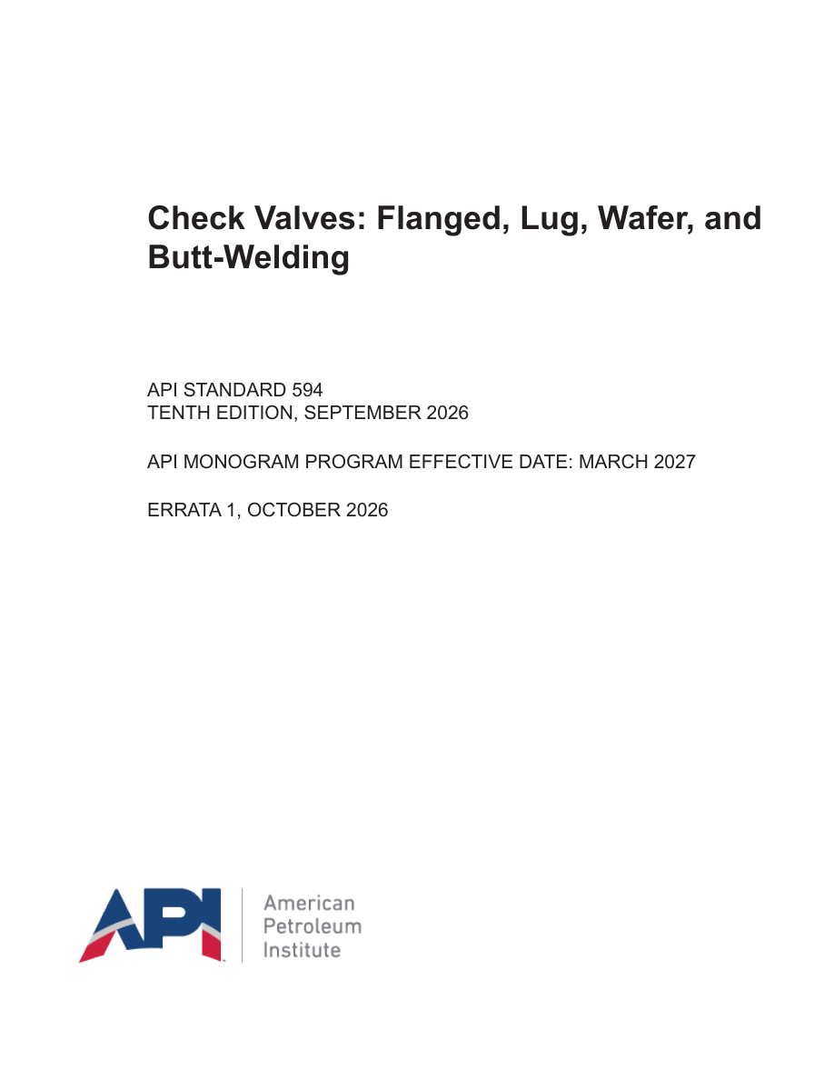 API Std 594 10th Edition PDF Preview