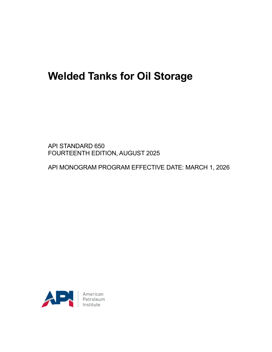 API Std 650 14th edition PDF Preview