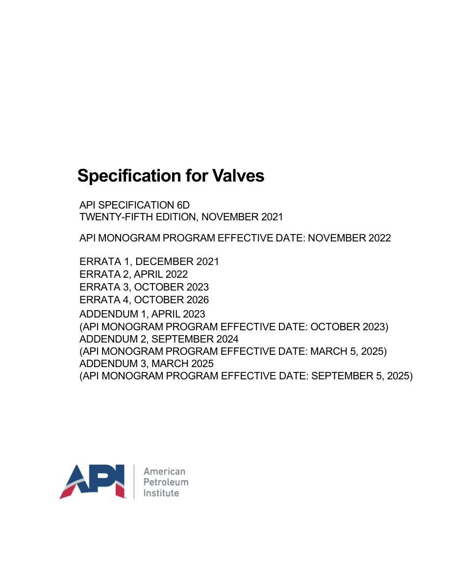 API Spec 6D 25th edition PDF Preview