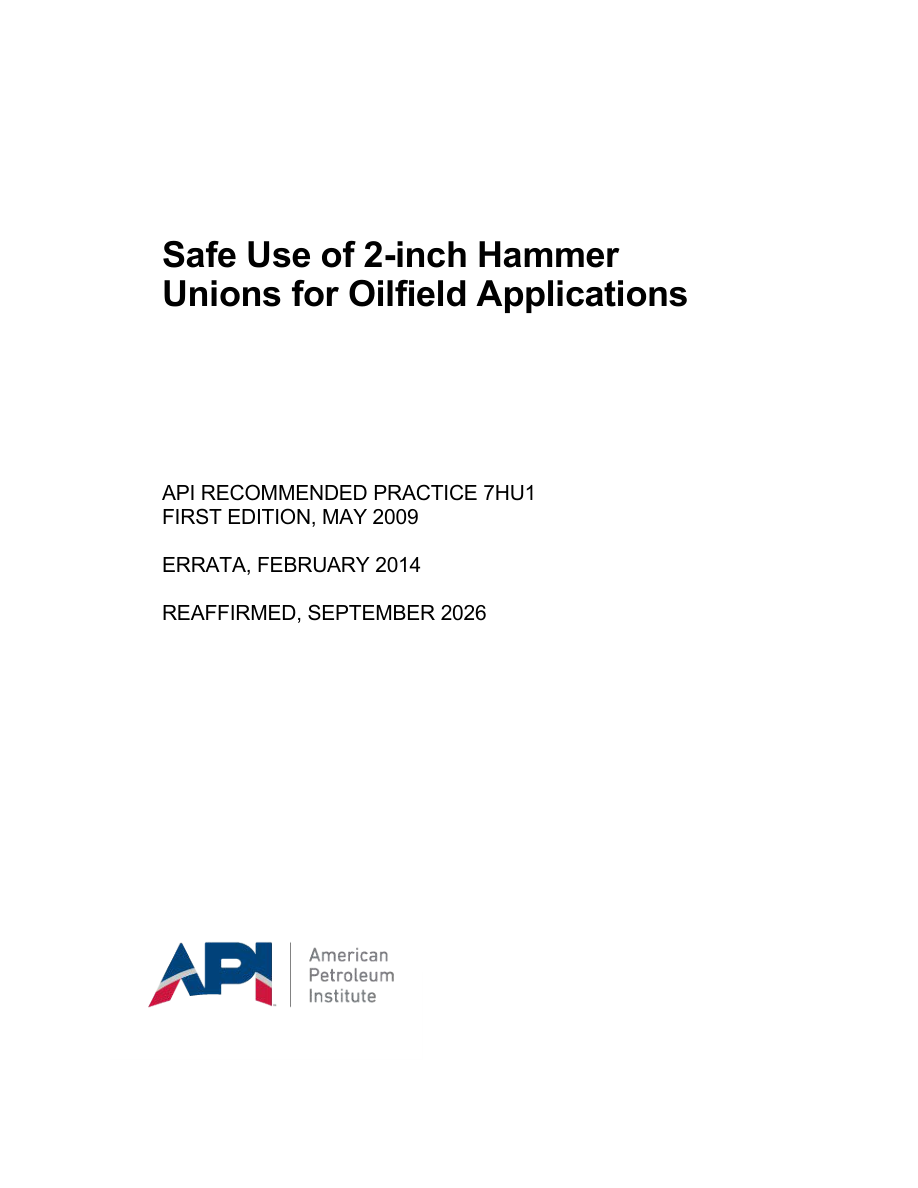 API RP 7HU1 1st edition (R2026) PDF Preview