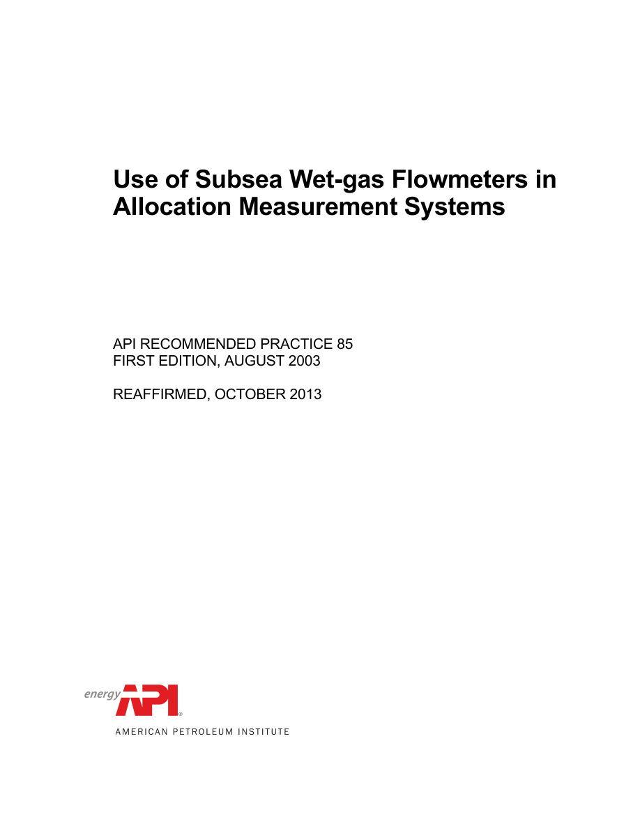 API RP 85 1st edition PDF Preview