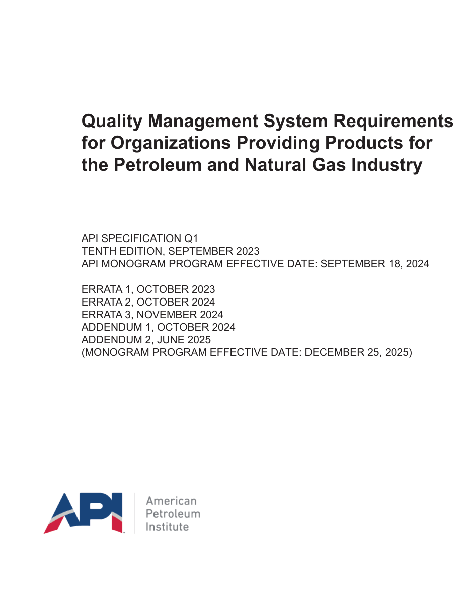 API Spec Q1 10th edition PDF Preview