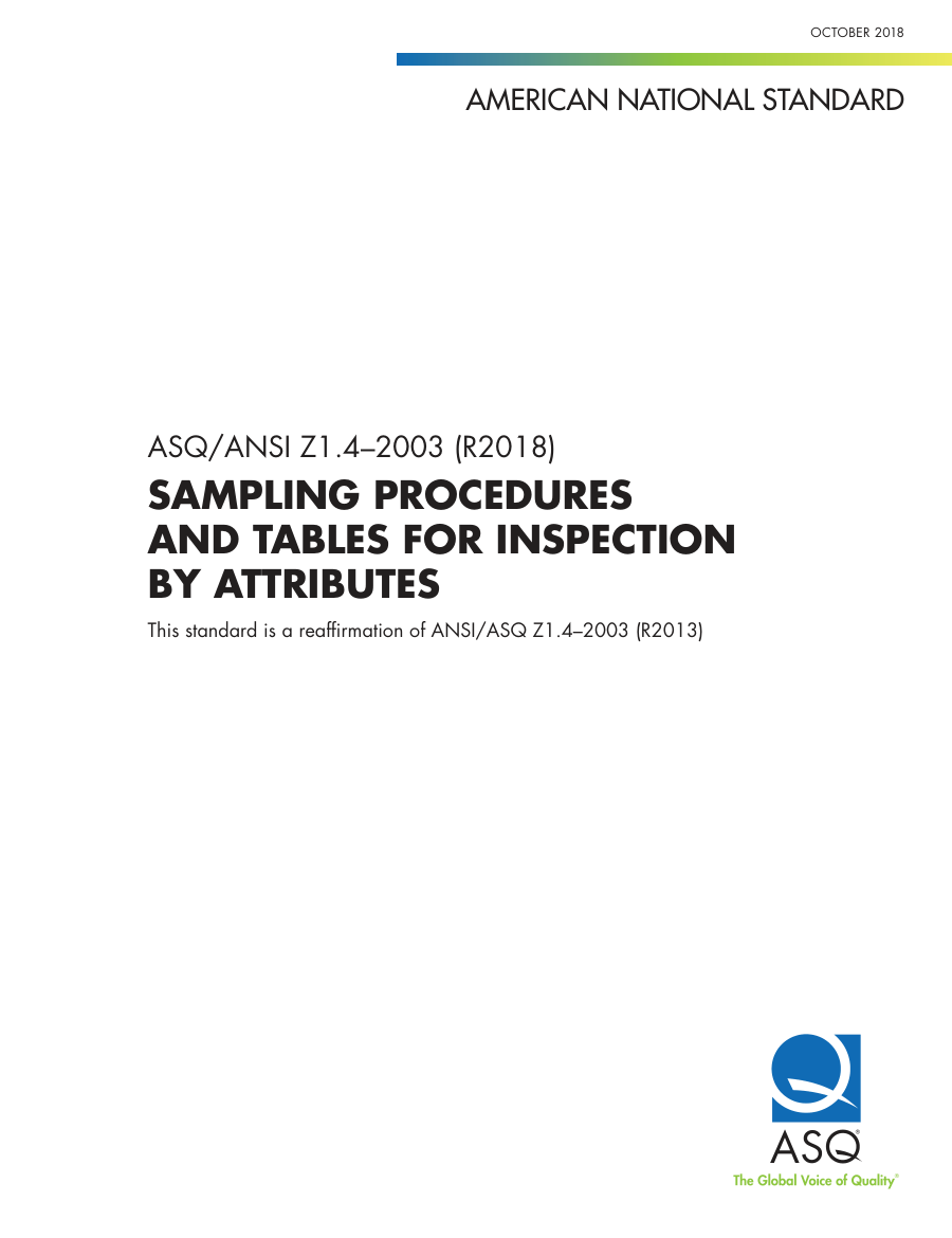 ASQ ANSI/ASQ Z1.4-2003 (R2018) PDF Preview