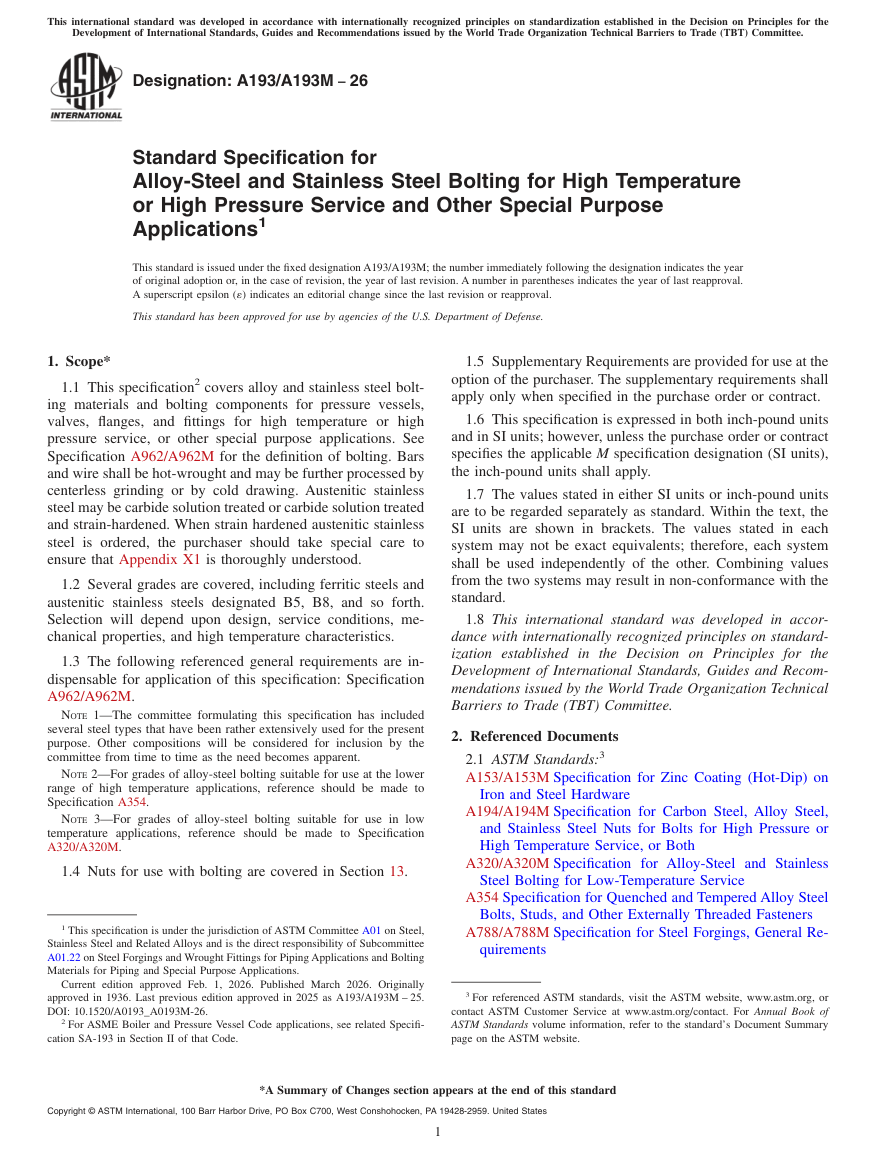ASTM A193/A193M-26 PDF Preview