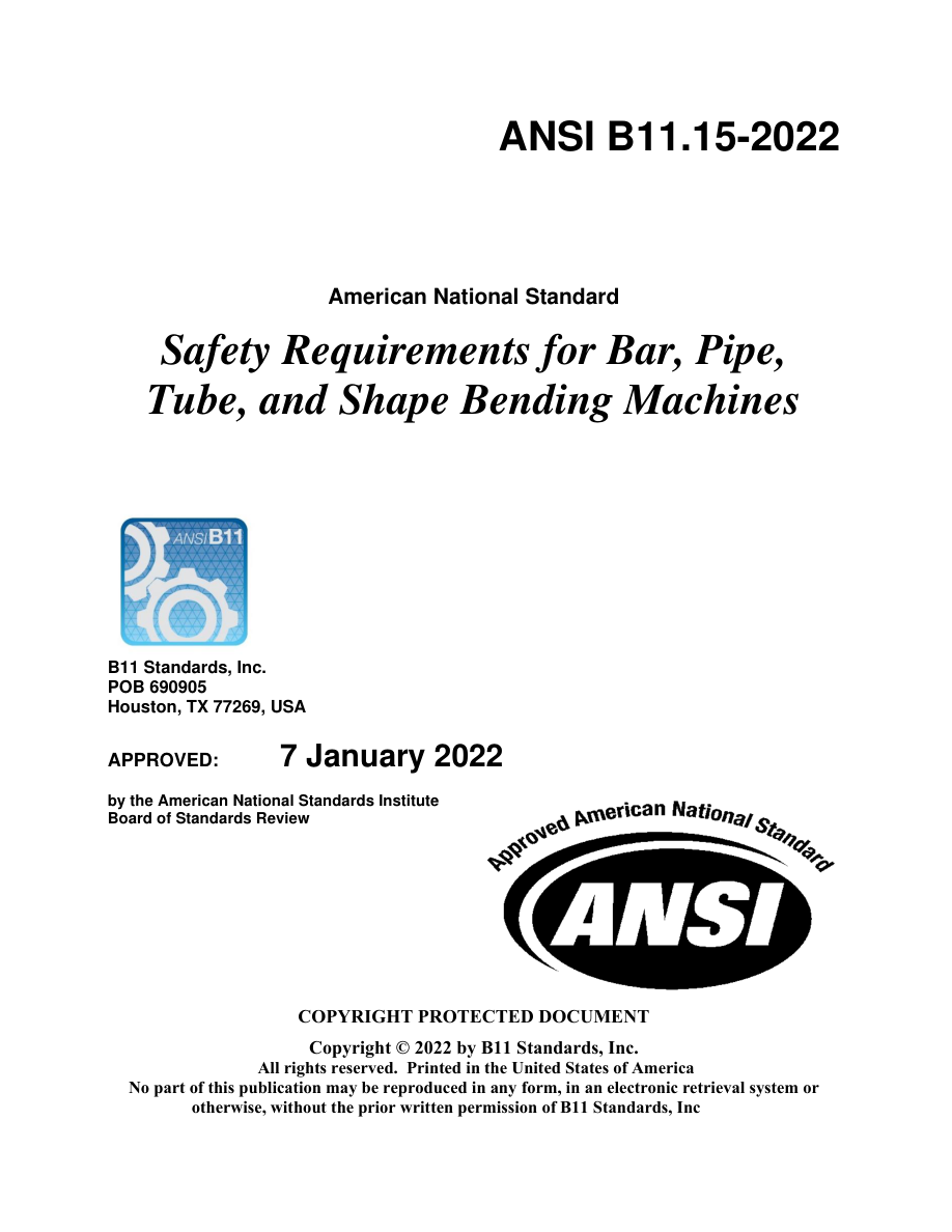 B11 ANSI B11.15-2022 PDF Preview