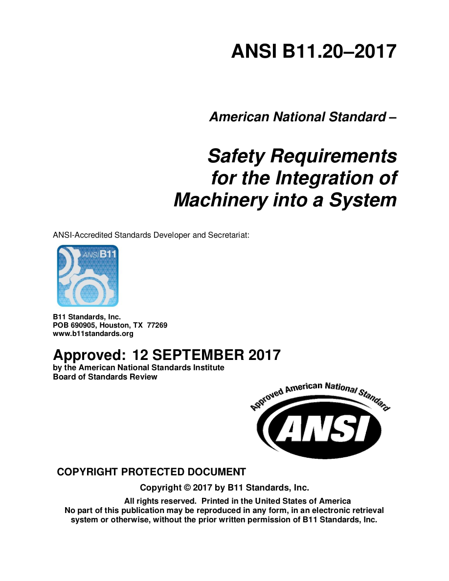 B11 ANSI B11.20-2017 (R2023) PDF Preview
