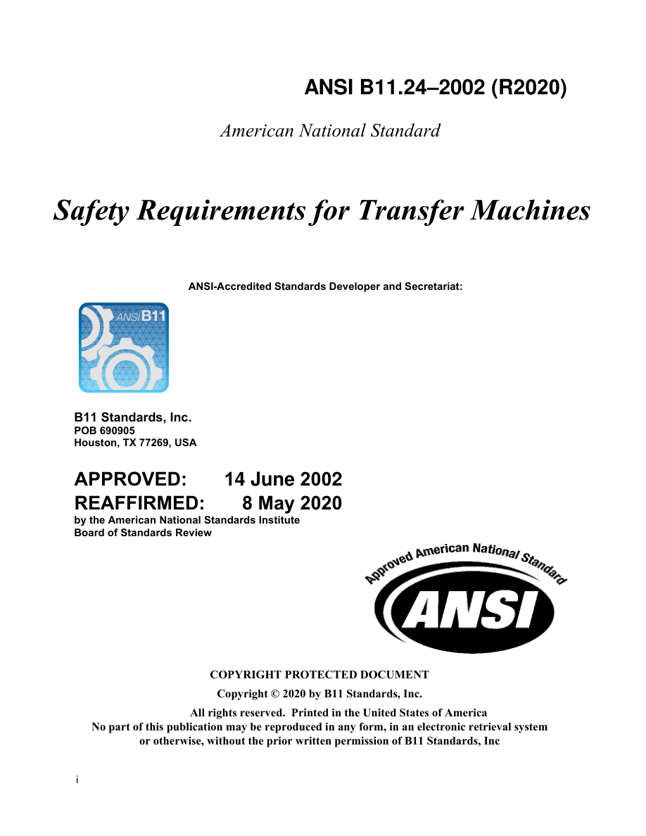 B11 ANSI B11.24-2002 (R2020) PDF Preview