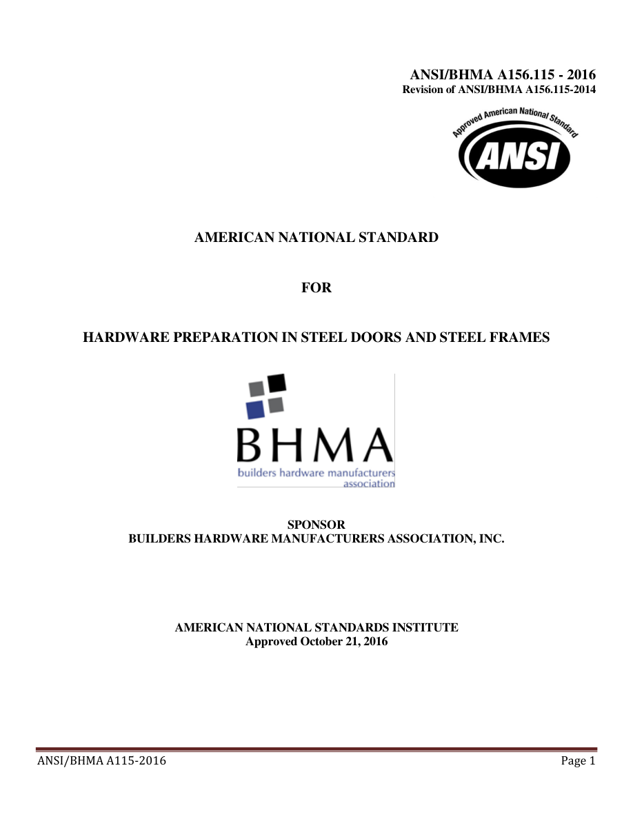 BHMA A156.115-2016 PDF Preview