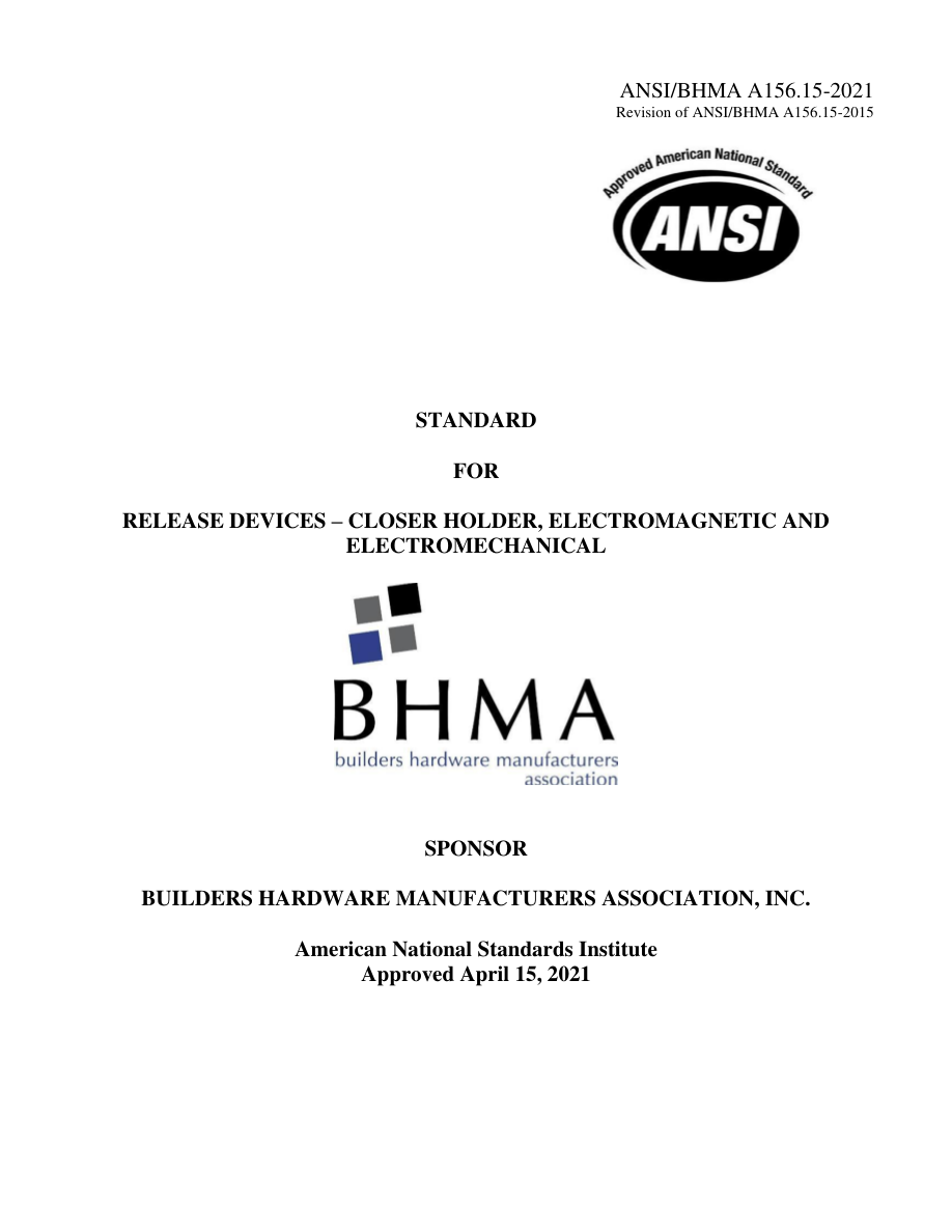 BHMA A156.15-2021 PDF Preview