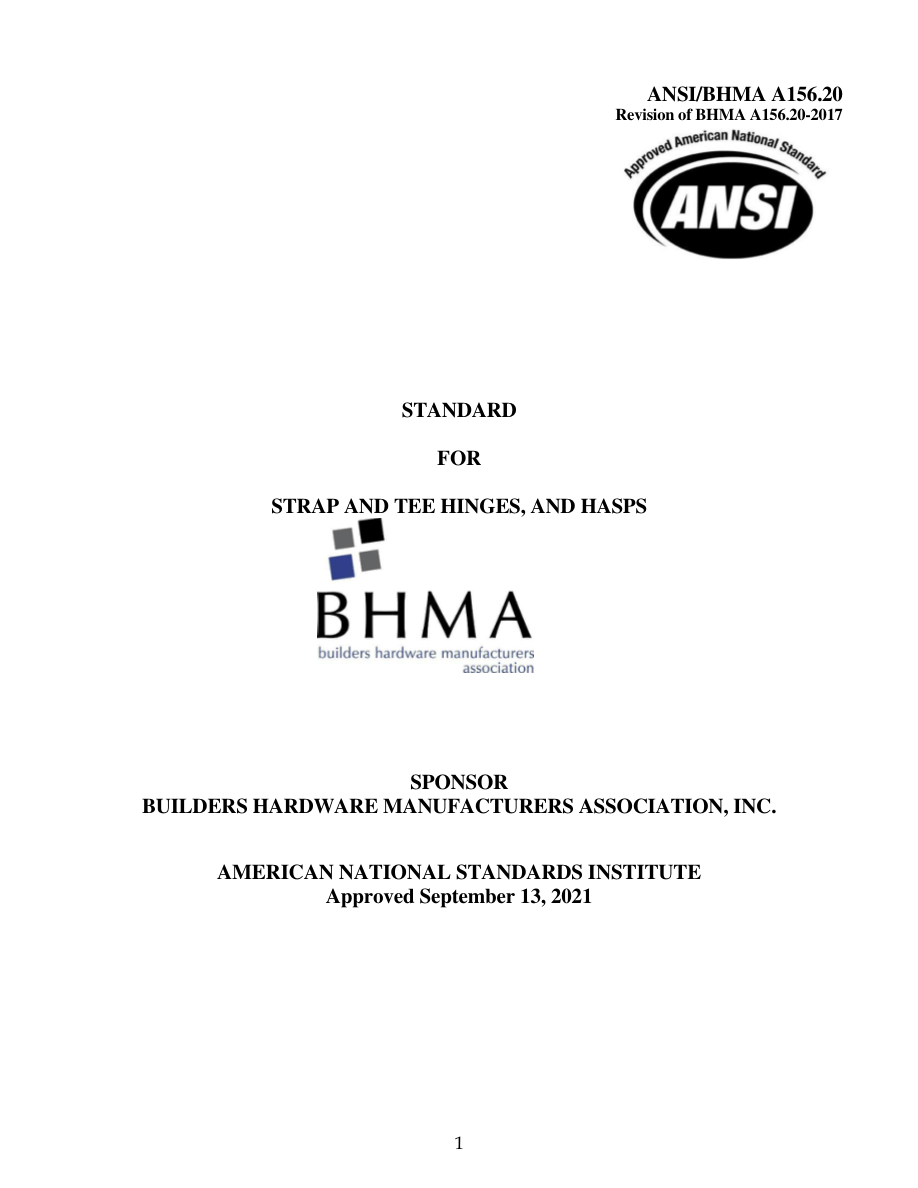 BHMA A156.20-2021 PDF Preview