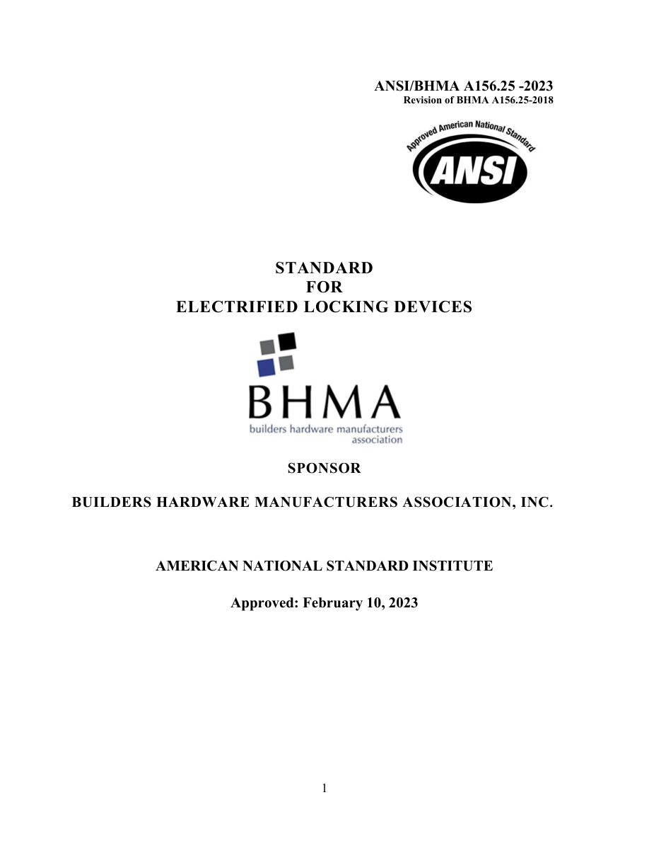 BHMA A156.25-2023 PDF Preview
