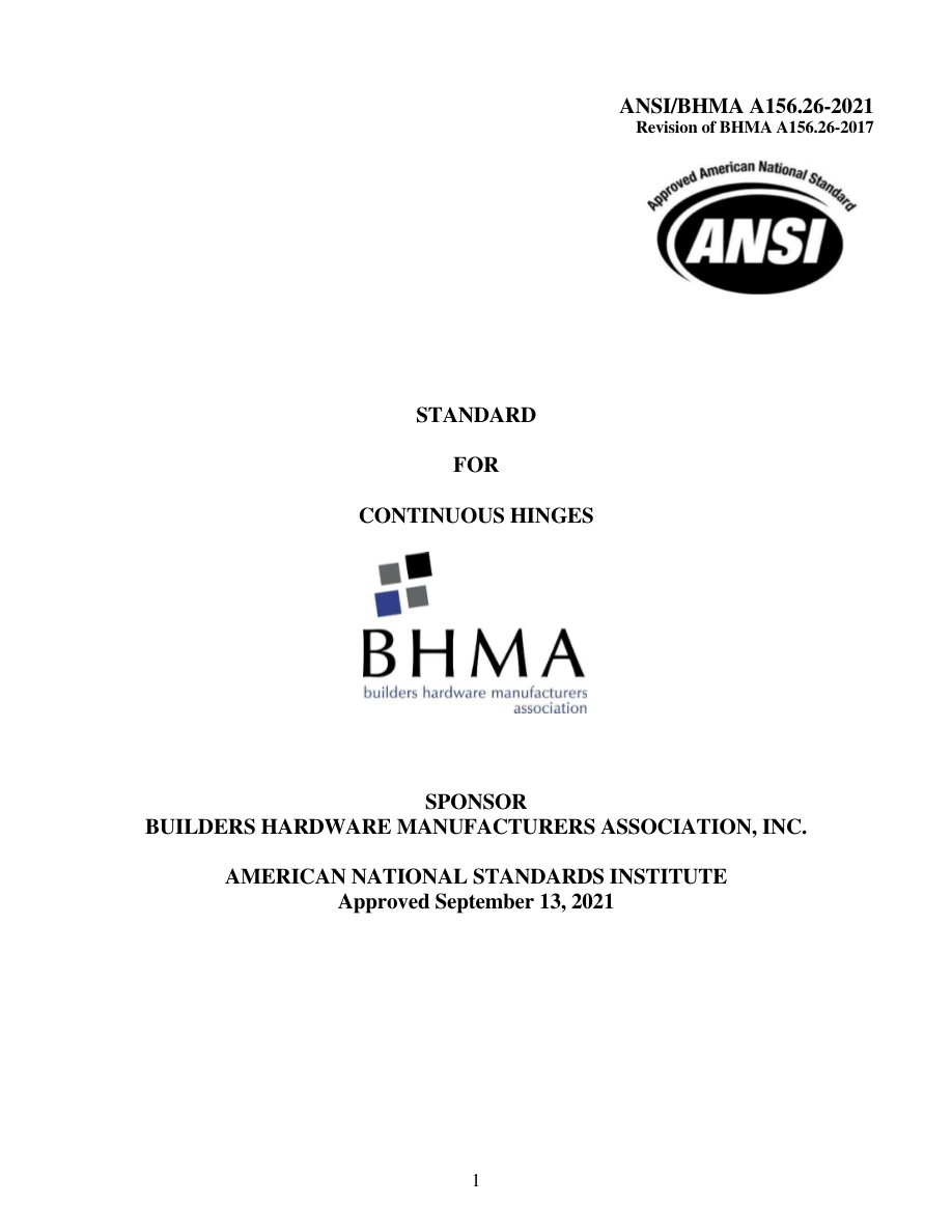 BHMA A156.26-2021 PDF Preview