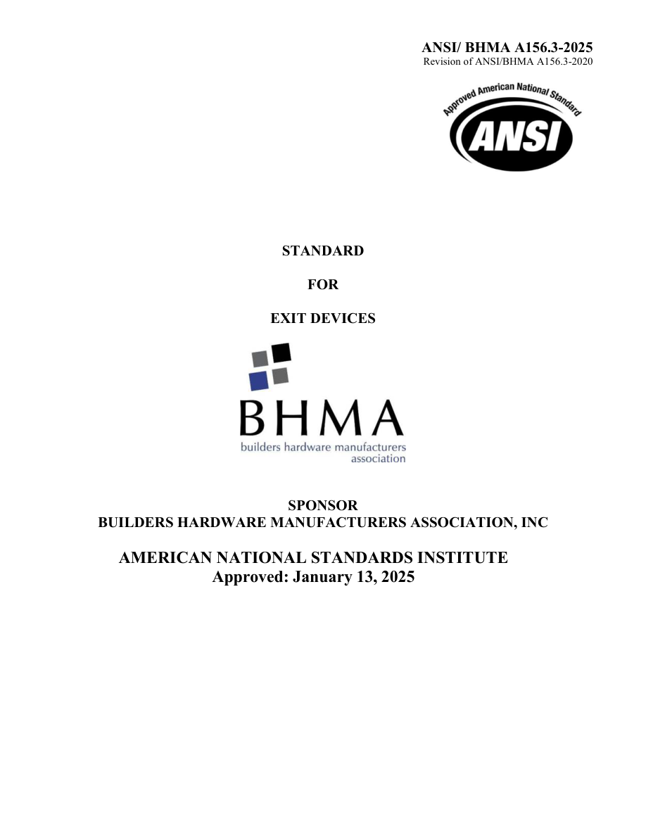 BHMA ANSI/BHMA A156.3-2025 PDF Preview