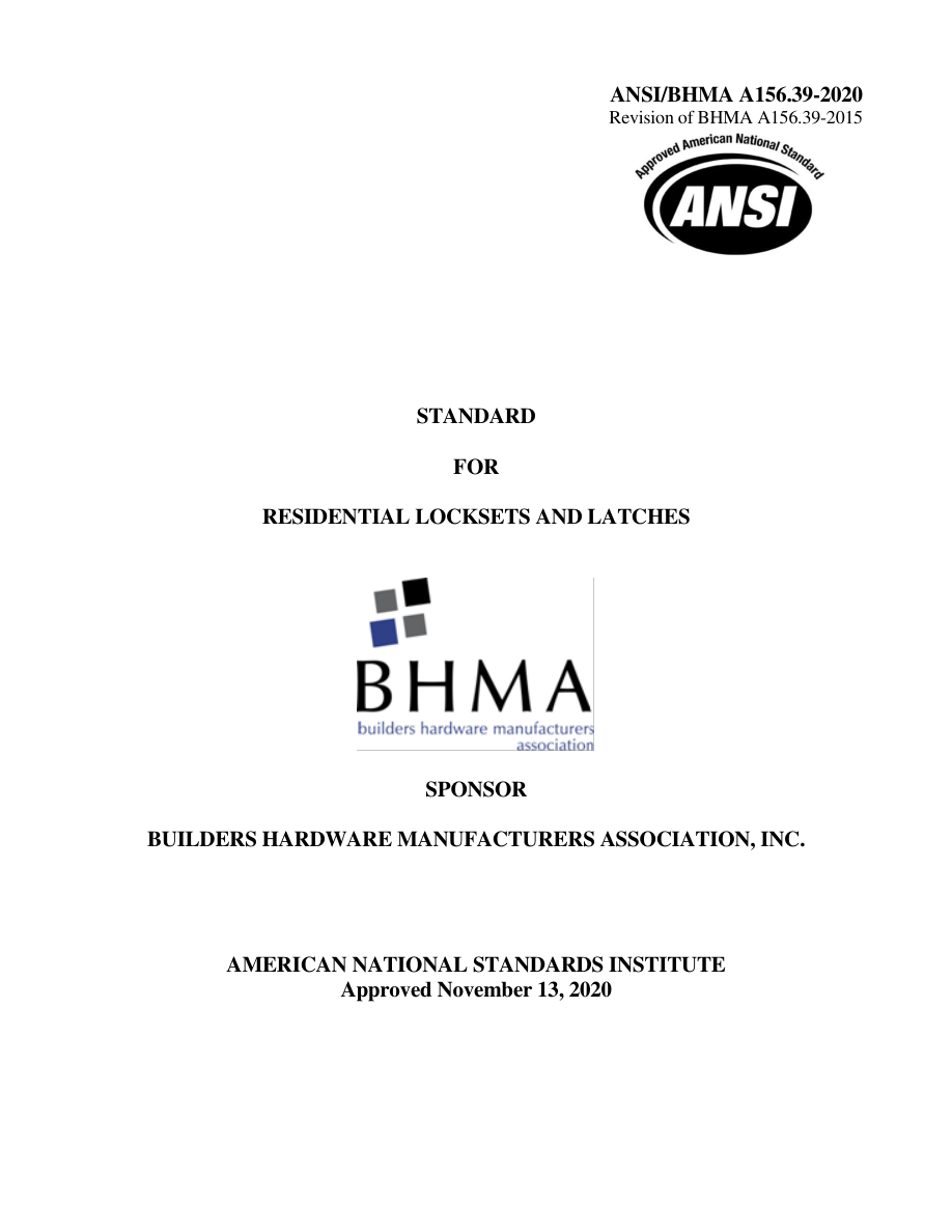 BHMA A156.39-2020 PDF Preview