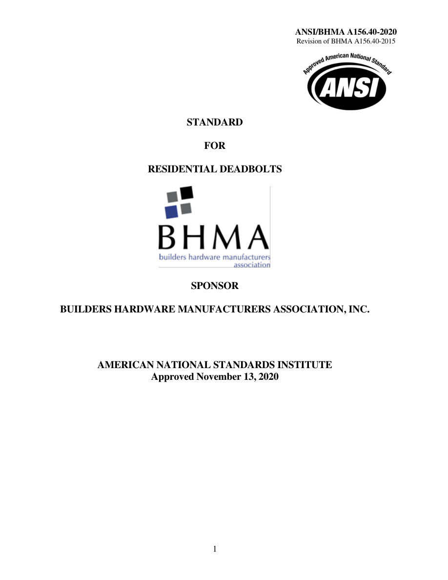 BHMA A156.40-2020 PDF Preview