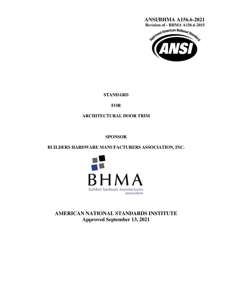 BHMA A156.6-2021 PDF Preview