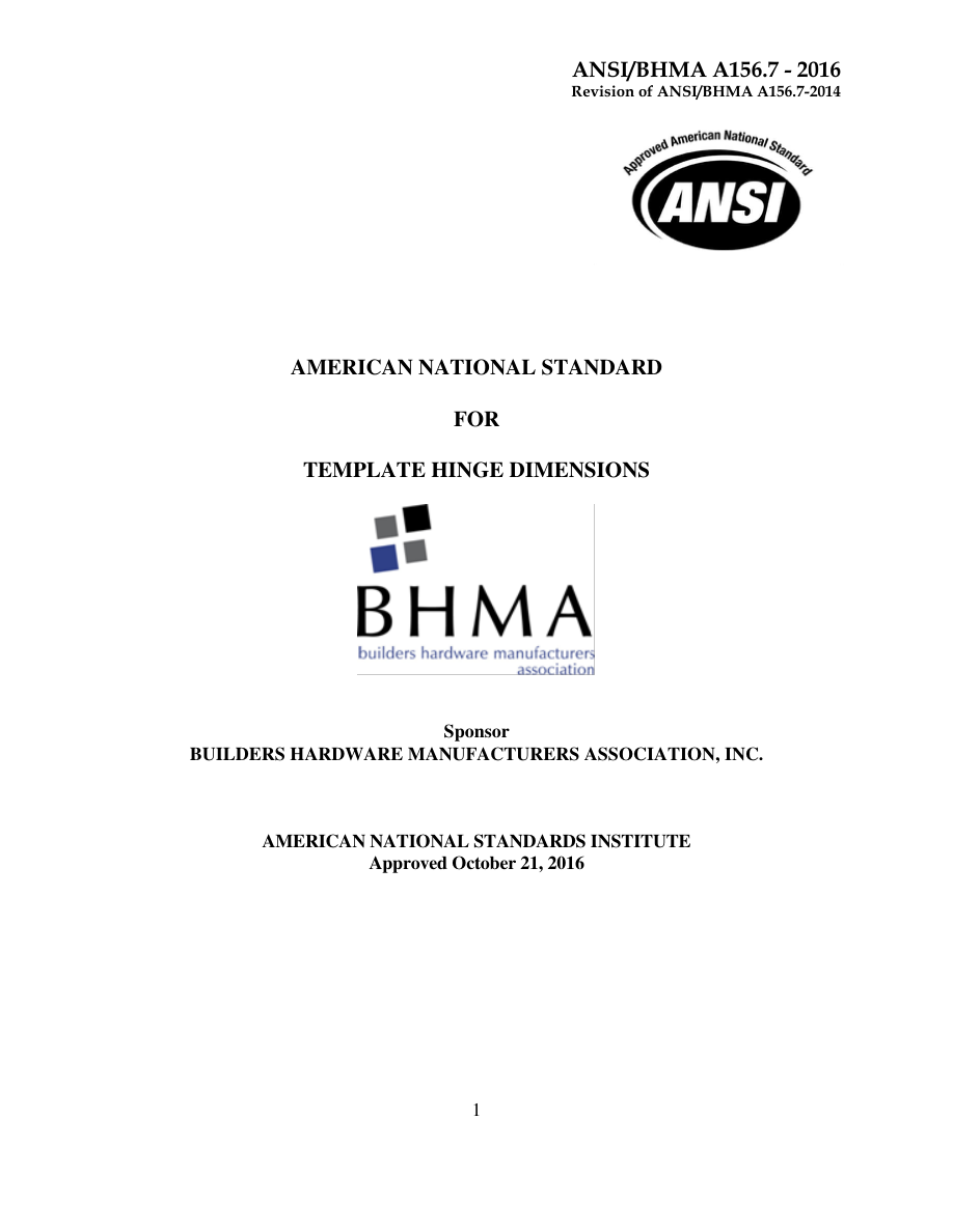BHMA A156.7-2016 PDF Preview
