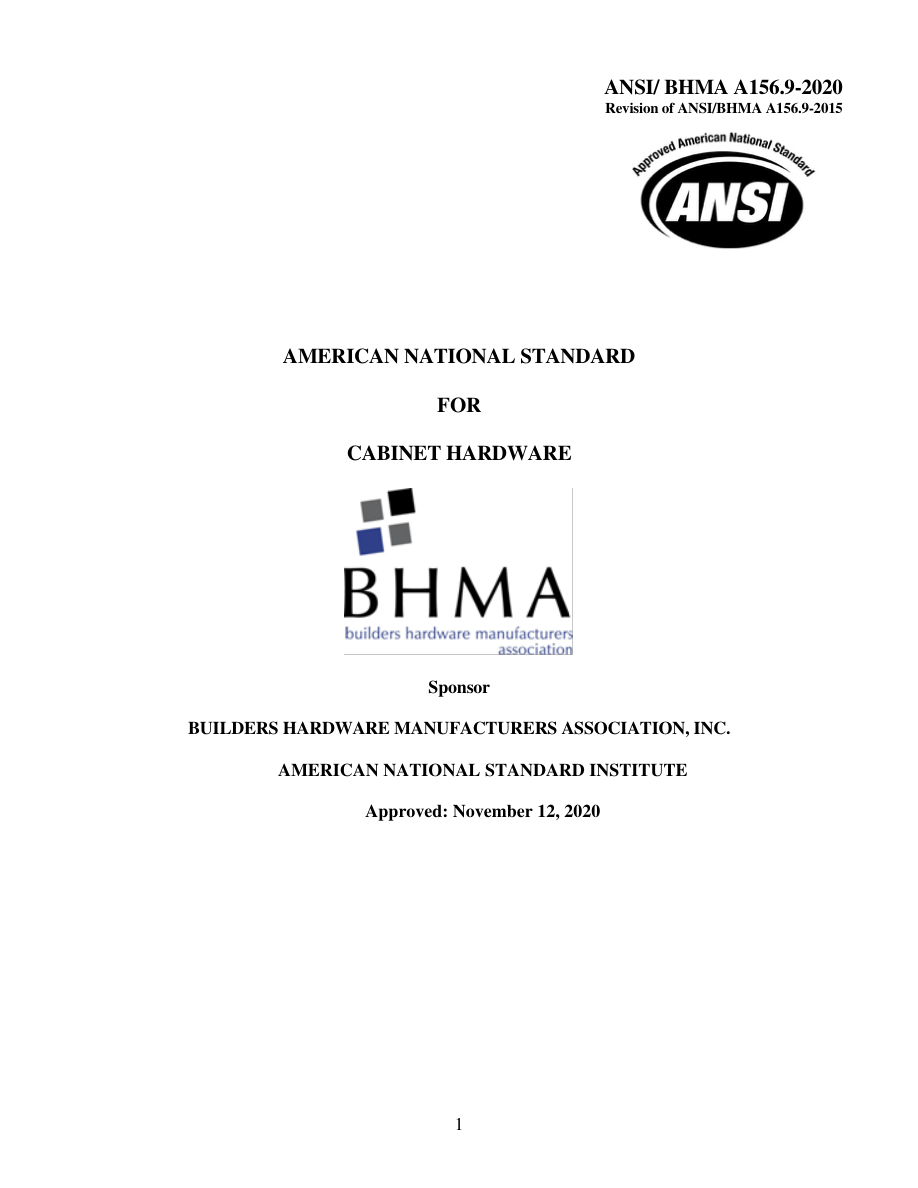BHMA A156.9-2020 PDF Preview