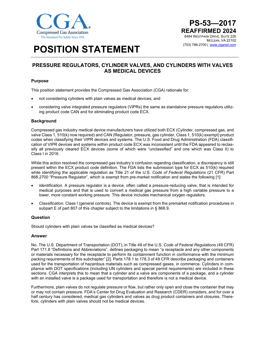 CGA PS-53 1st Edition (R2024) PDF Preview