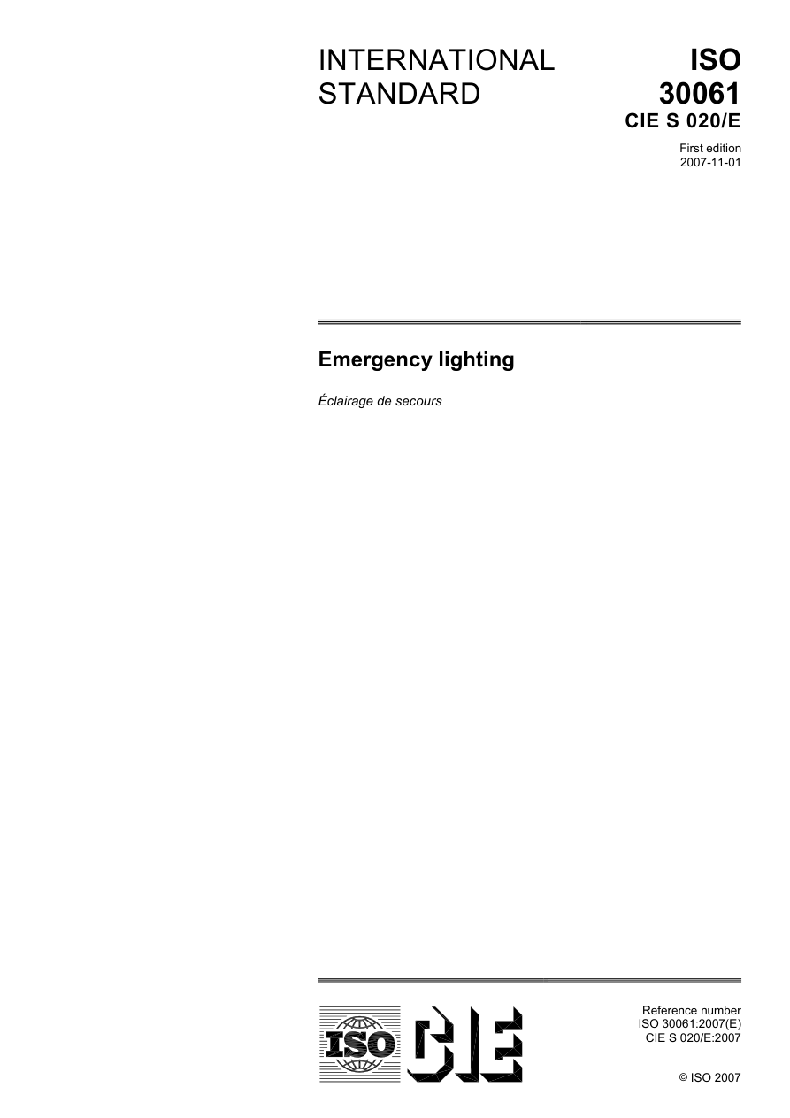 CIE ISO 30061:2007(E)/CIE S 020/E:2007 PDF Preview