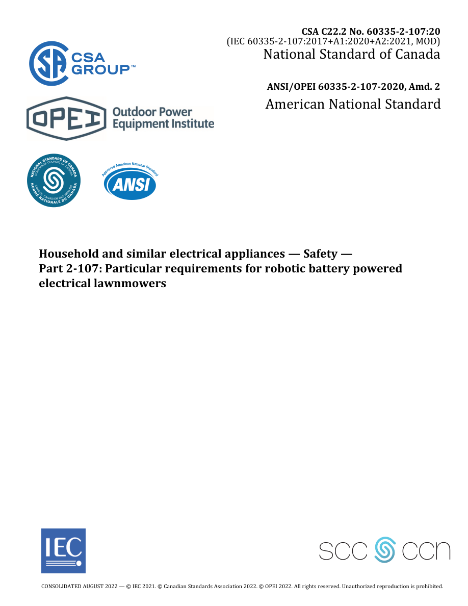 CSA C22.2 NO. 60335-2-107:20 +A2:22 (CONSOLIDATED) PDF Preview