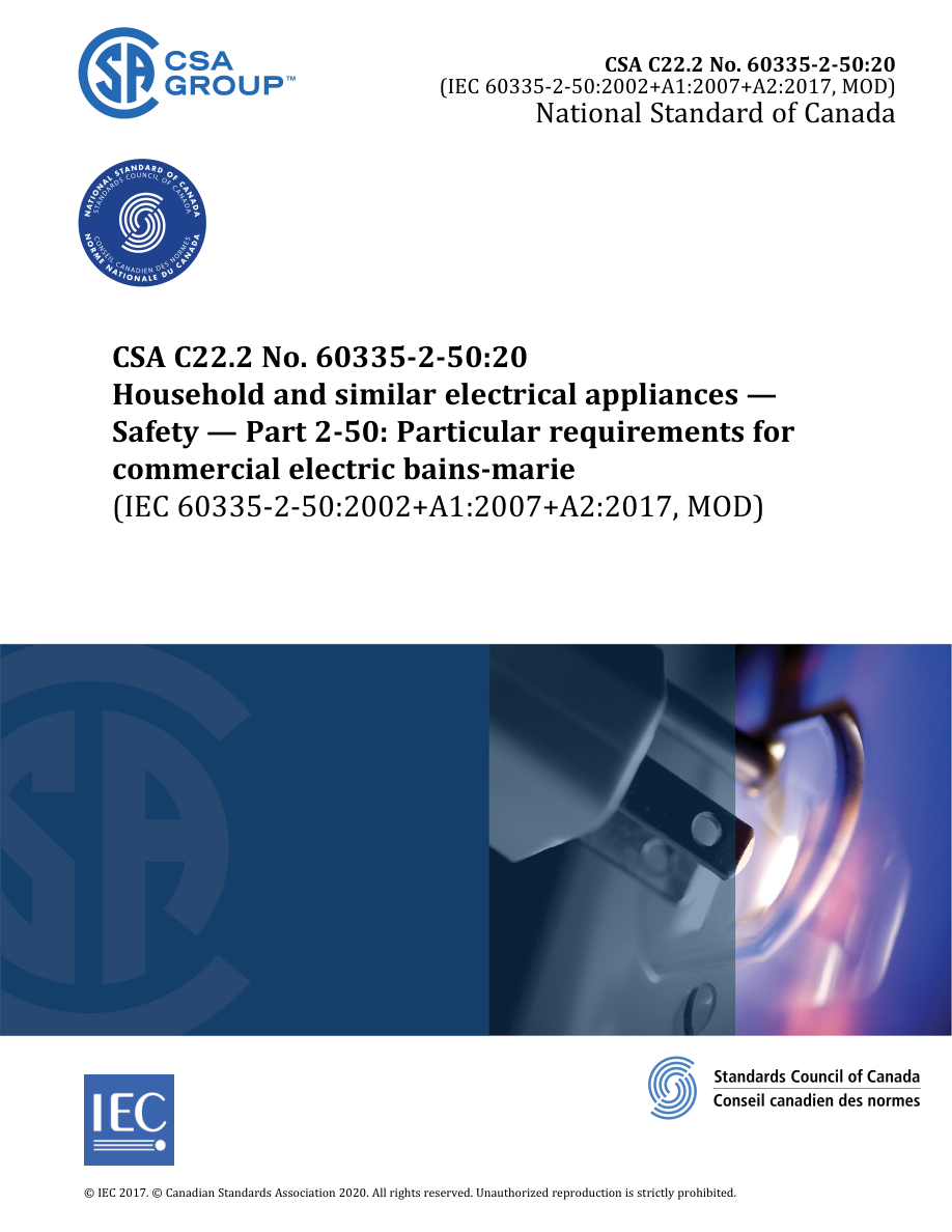 CSA C22.2 NO. 60335-2-50:20 PDF Preview