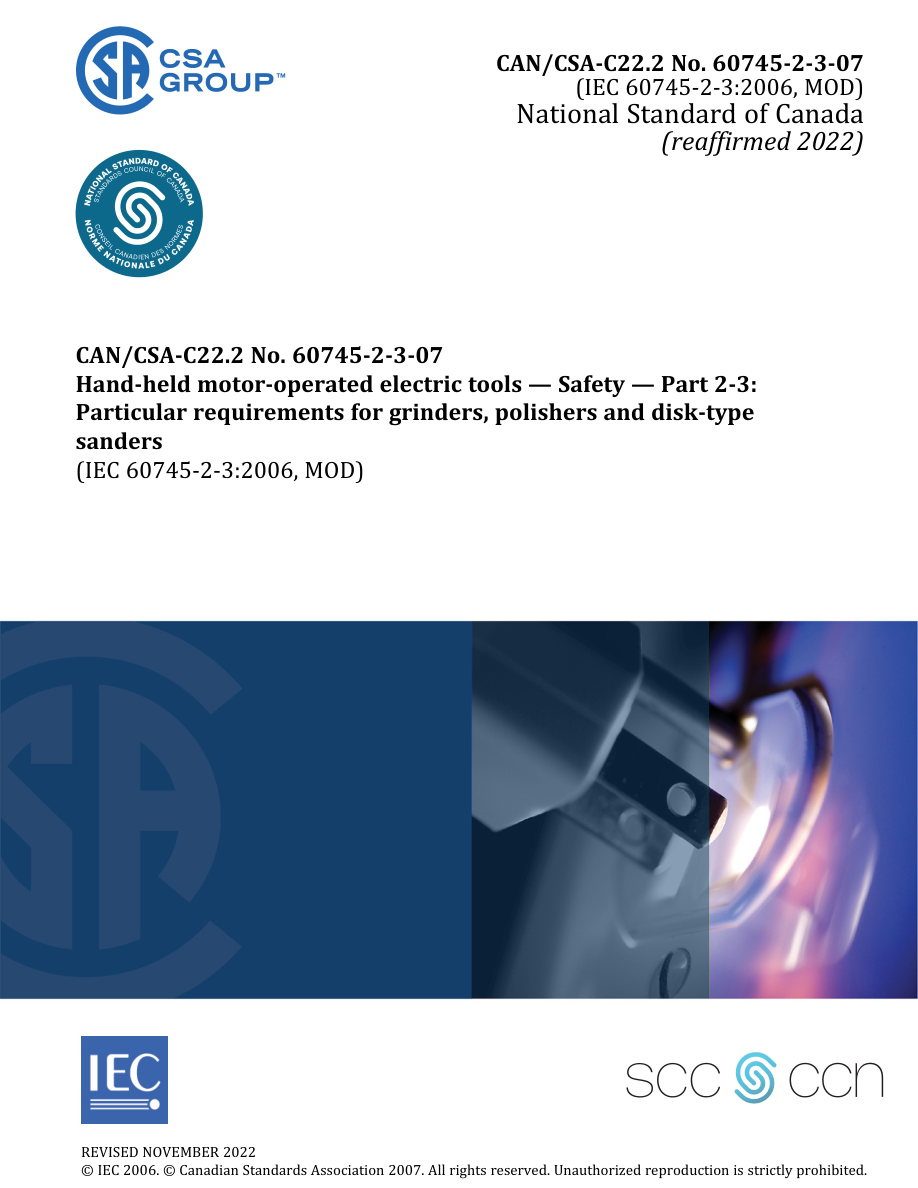CSA CAN/CSA-C22.2 NO. 60745-2-3-07 (R2022) PDF Preview