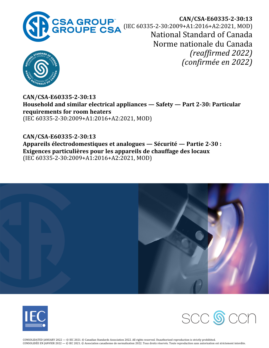 CSA CAN/CSA-E60335-2-30:13 + A1:21 + A2:21 (R2022) (CONSOLIDATED) PDF Preview