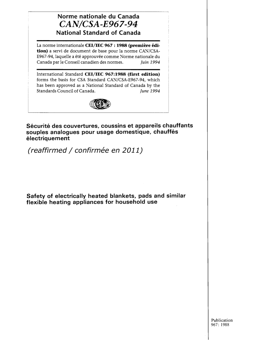 CSA CAN/CSA-E967-94 (R2011) PDF Preview