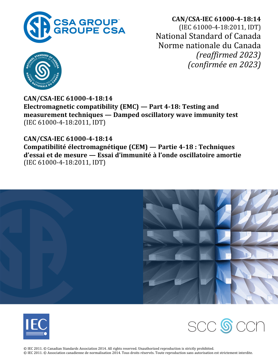 CSA CAN/CSA-IEC 61000-4-18:14 (R2023) PDF Preview
