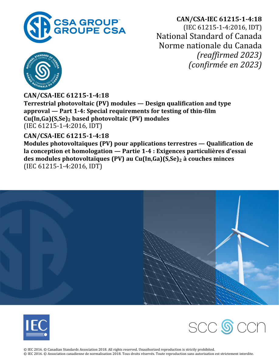 CSA CAN/CSA-IEC 61215-1-4:18 (R2023) PDF Preview
