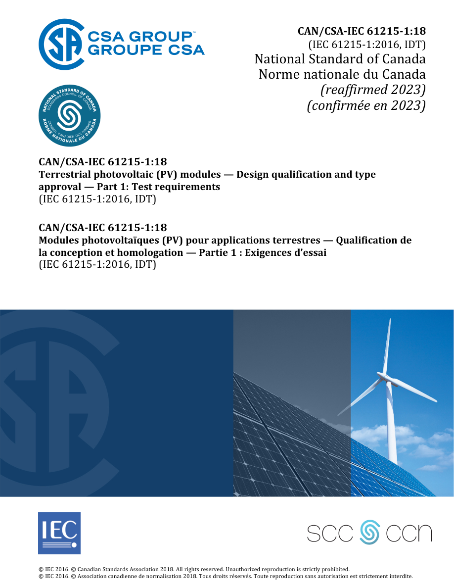 CSA CAN/CSA-IEC 61215-1:18 (R2023) PDF Preview