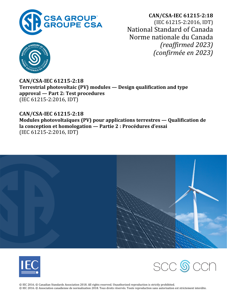 CSA CAN/CSA-IEC 61215-2:18 (R2023) PDF Preview
