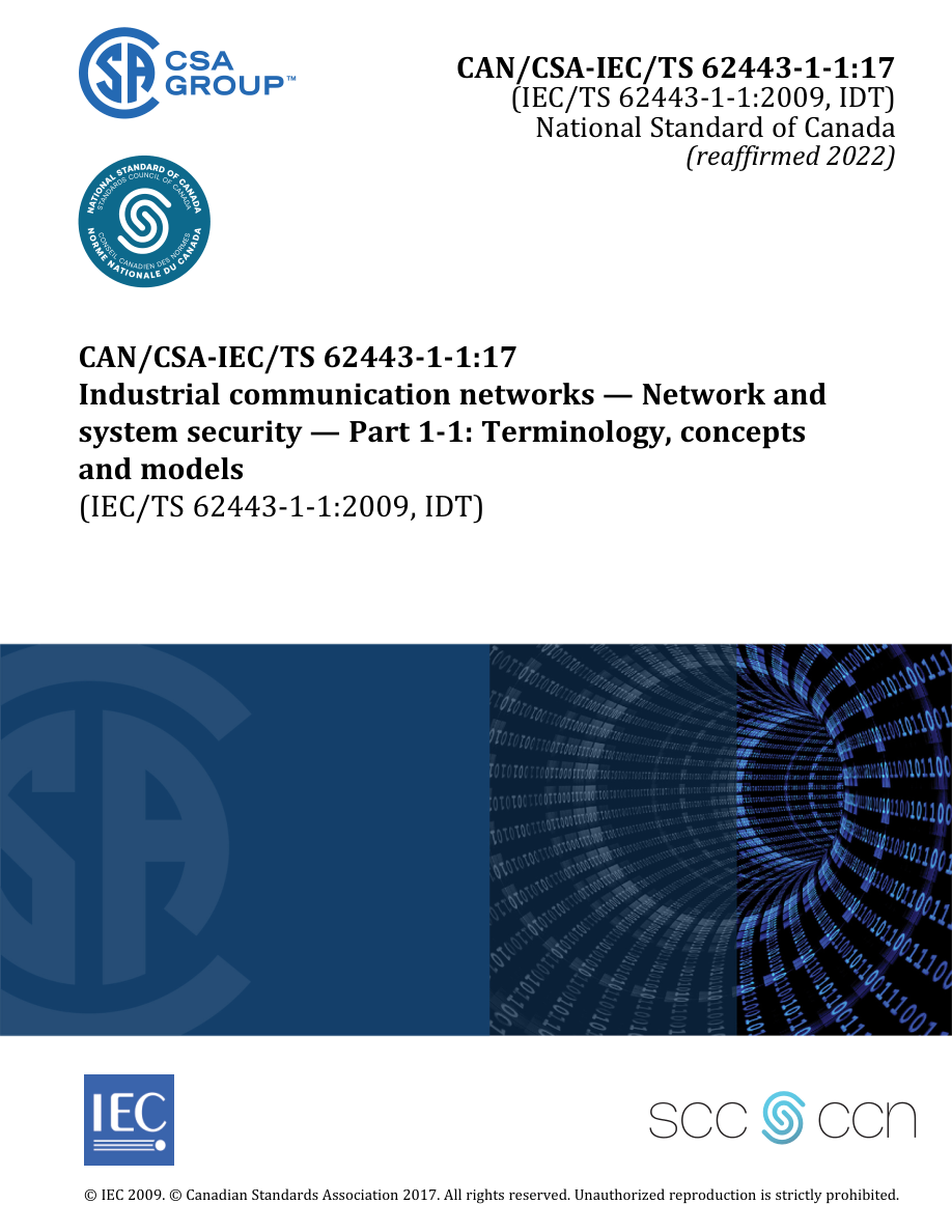 CSA CAN/CSA-IEC/TS 62443-1-1:17 (R2022) PDF Preview