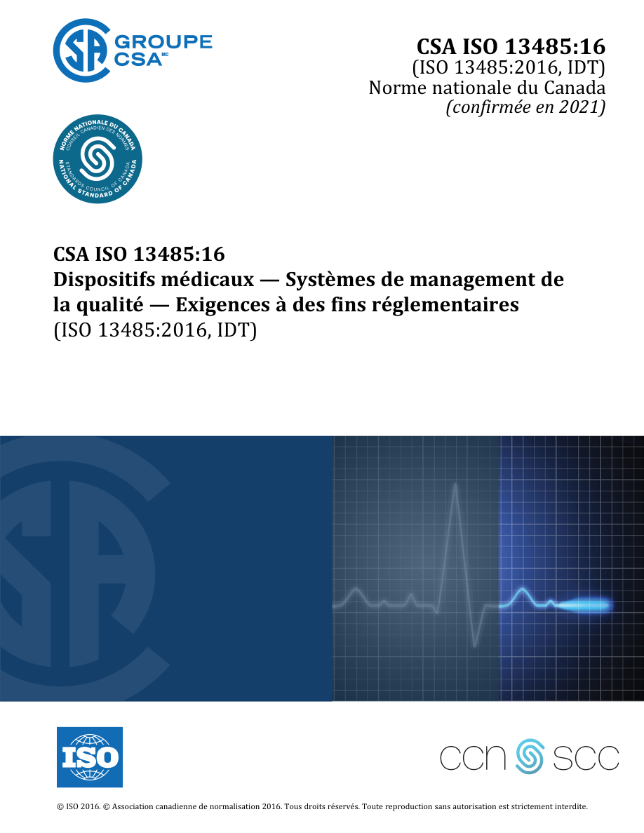 CSA ISO 13485:F16 (C2021) PDF Preview