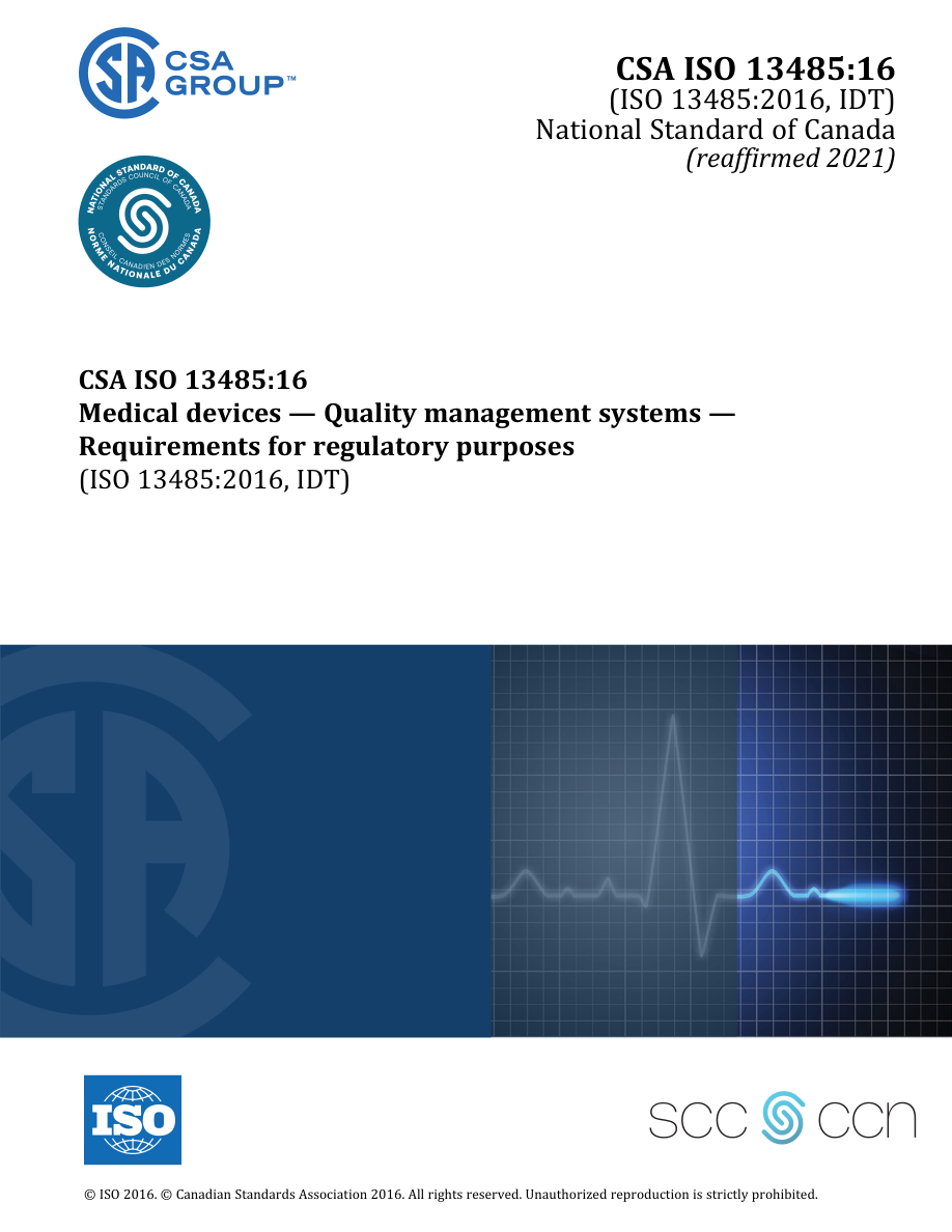 CSA ISO 13485:16 (R2021) PDF Preview