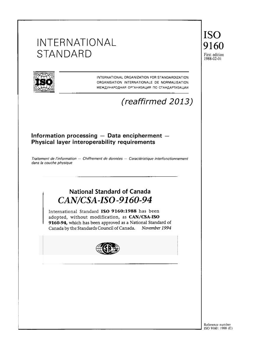 CSA CAN/CSA-ISO 9160-94 (R2013) PDF Preview