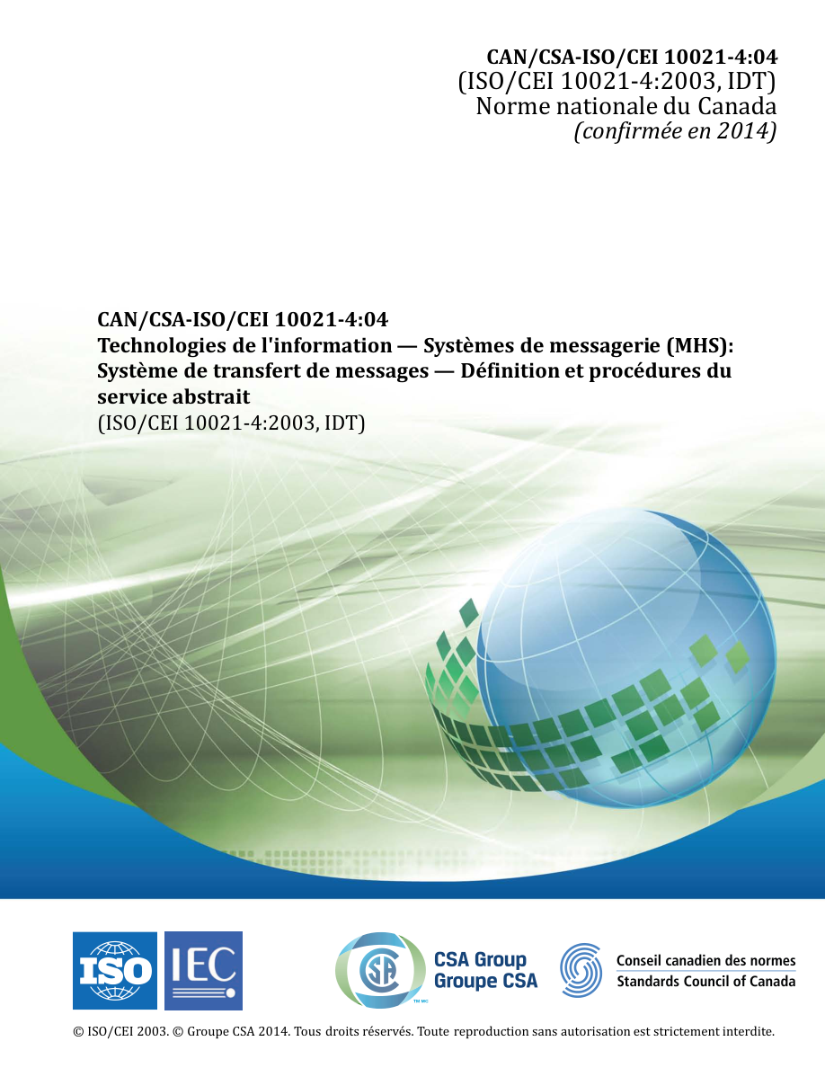 CSA CAN/CSA-ISO/CEI 10021-4-F04 (C2014) PDF Preview