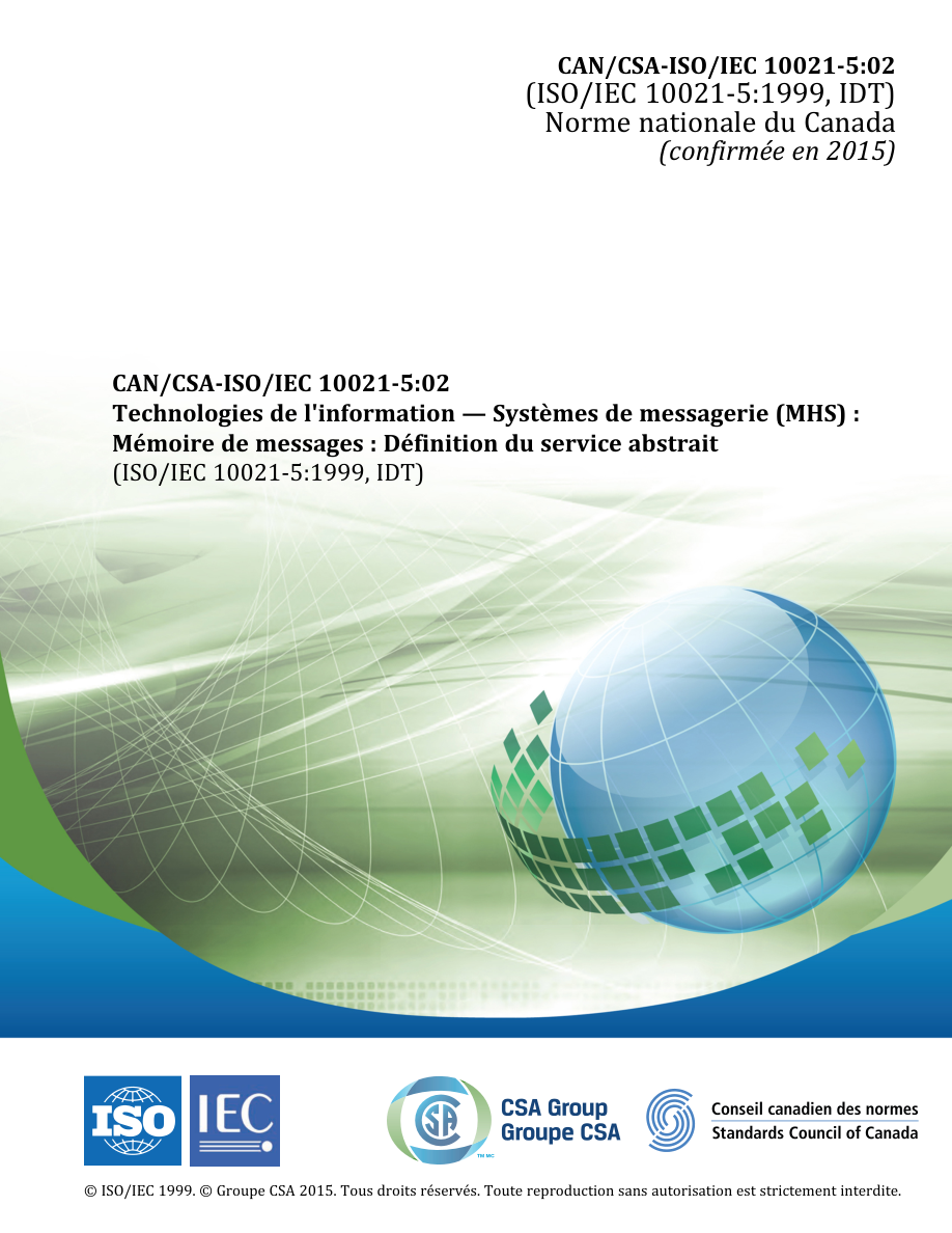 CSA CAN/CSA-ISO/IEC 10021-5-F02 (C2015) PDF Preview