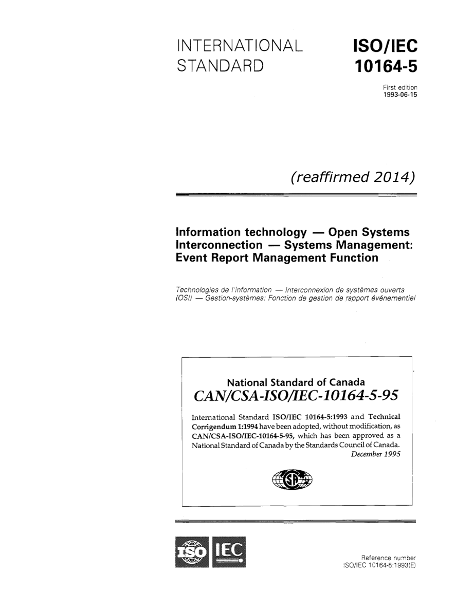 CSA CAN/CSA-ISO/IEC 10164-5-95 (R2014) PDF Preview