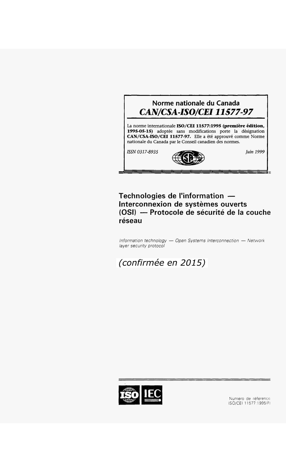 CSA CAN/CSA-ISO/CEI 11577-F97 (C2015) PDF Preview