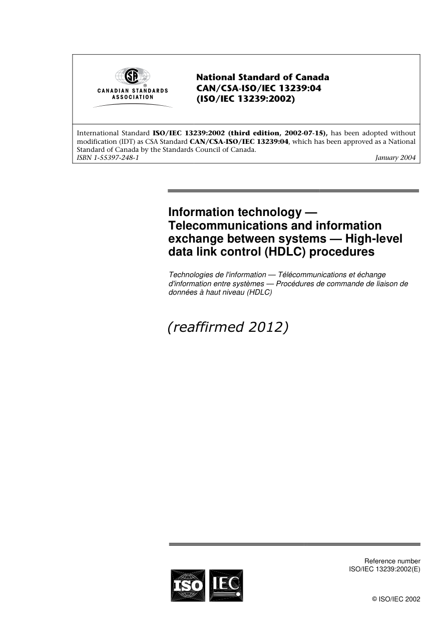 CSA CAN/CSA-ISO/IEC 13239-04 (R2012) PDF Preview