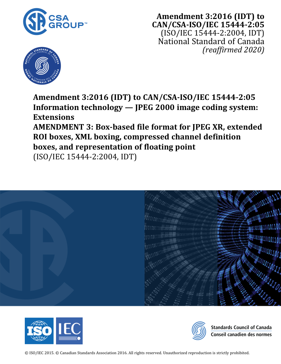 CSA CAN/CSA-ISO/IEC 15444-2C:05 (R2020) PDF Preview