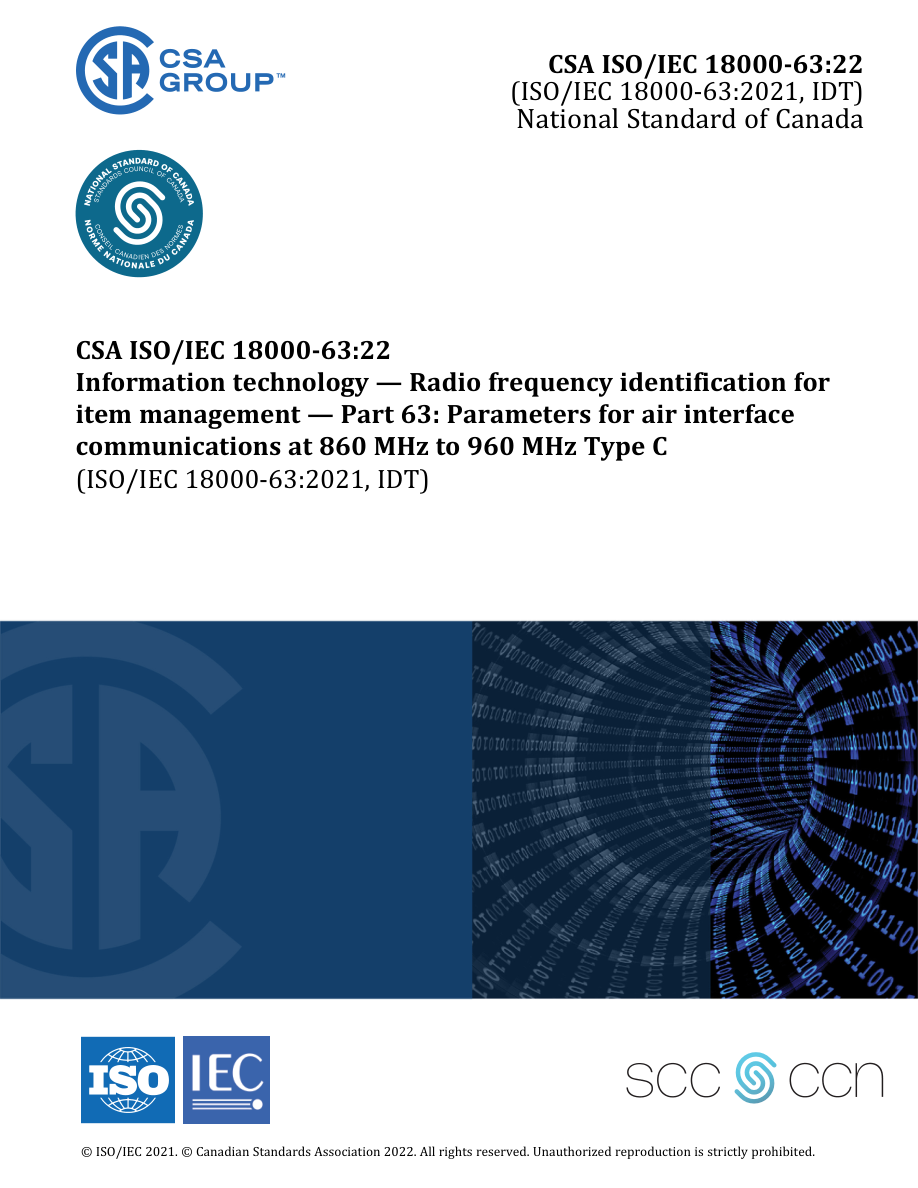 CSA ISO/IEC 18000-63:22 PDF Preview