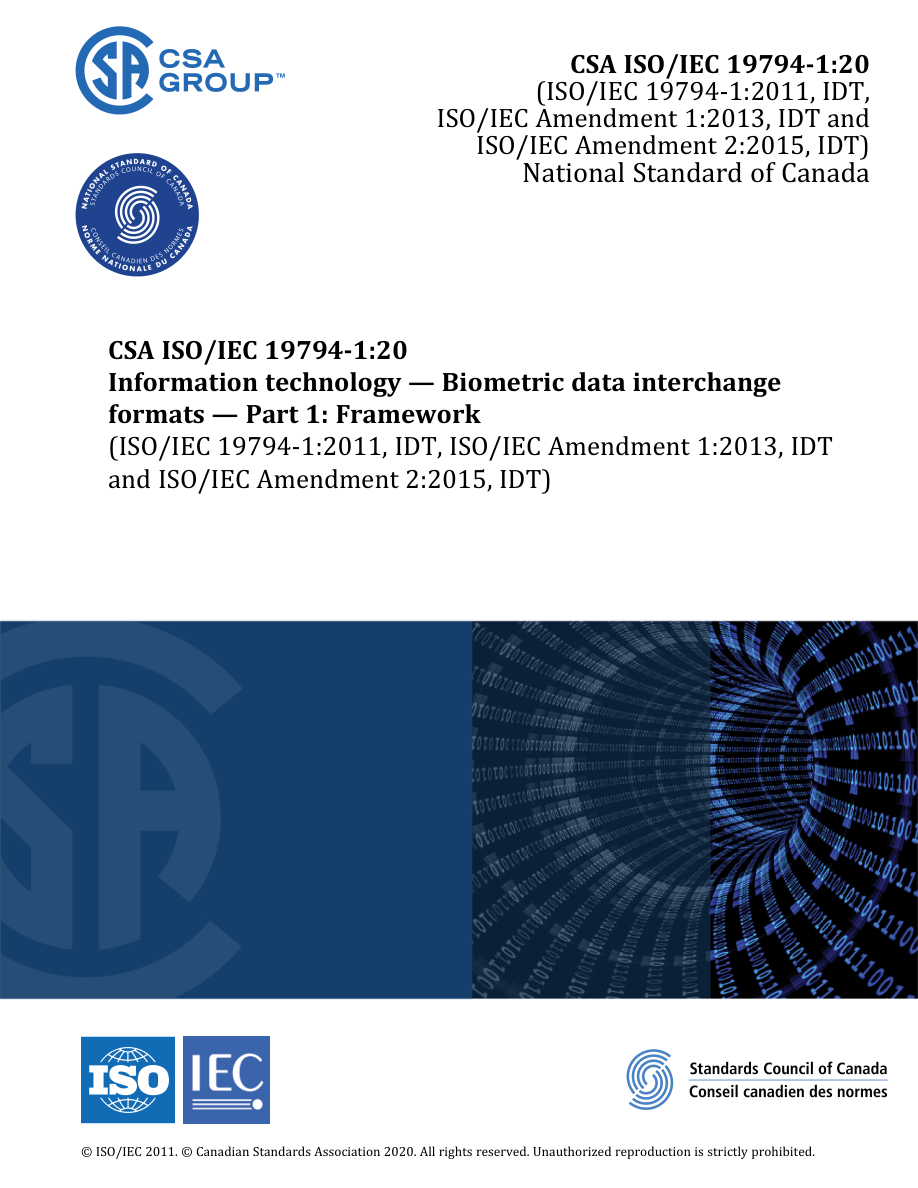 CSA ISO/IEC 19794-1:20 PDF Preview
